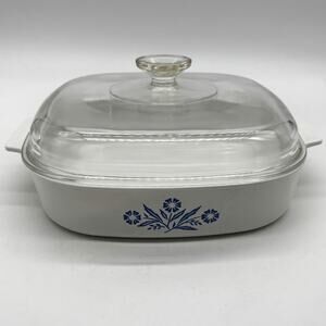 Vintage 1970's CorningWare Cornflower Blue Casserole Dish Lid A-10-B 10x10x2 EUC